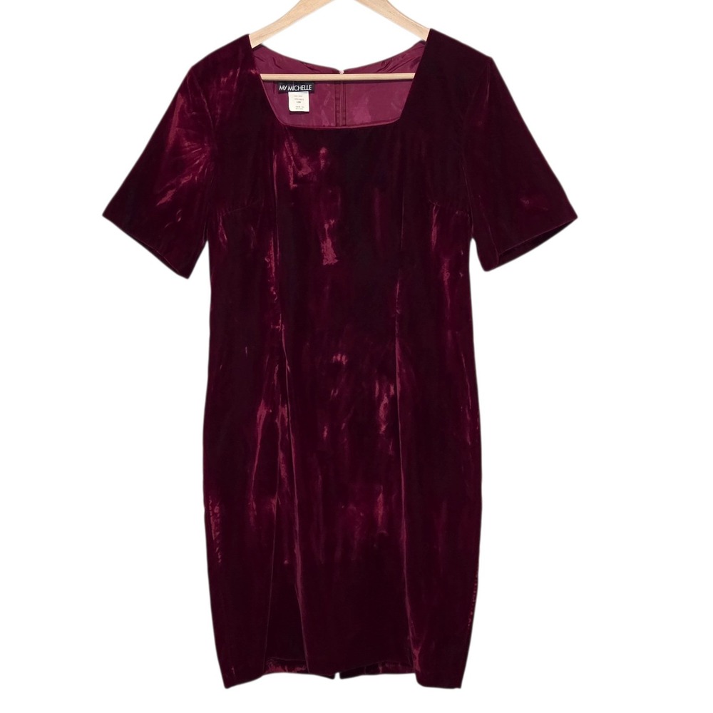 Vtg My Michelle Velvet Dress Size 10 Burgundy Dark Romantic Holiday Formal 90s